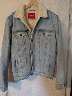 Guess Jean Jacket w Faux Shearling Lining Sz. Medium